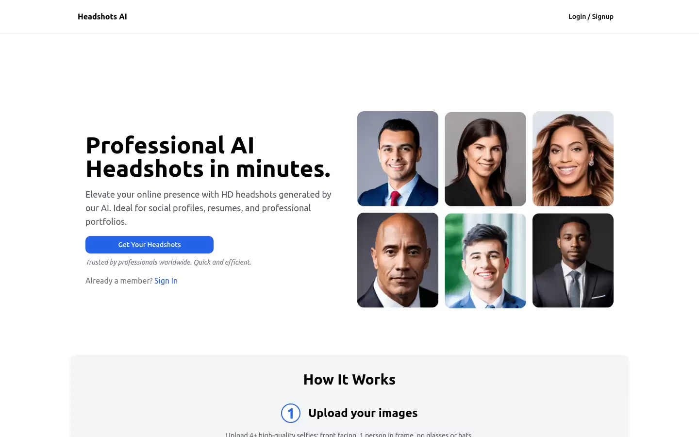 Headshots AI : 利用AI几分钟内生成高质量头像照片