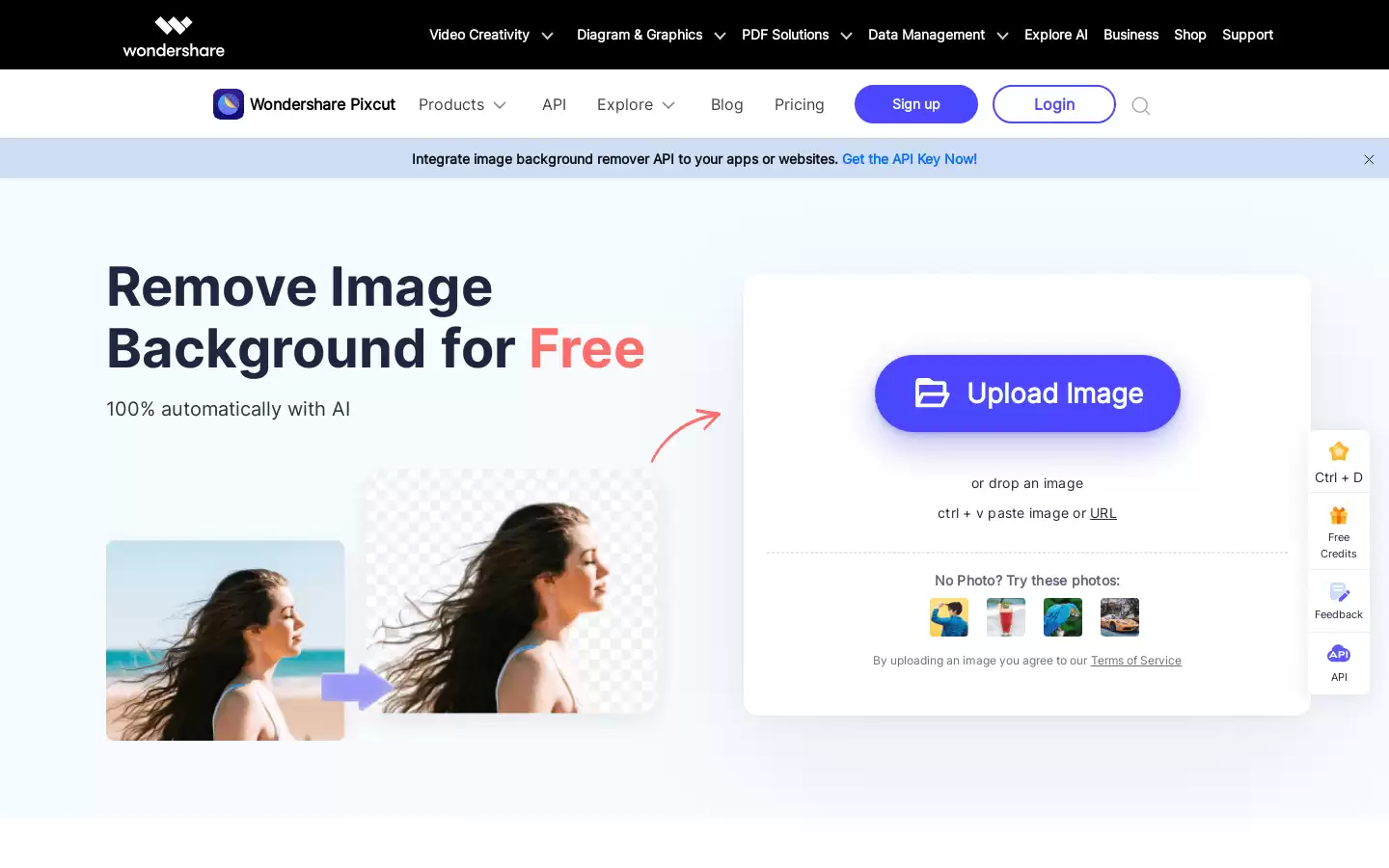 Wondershare Pixcut : 免费在线照片背景移除