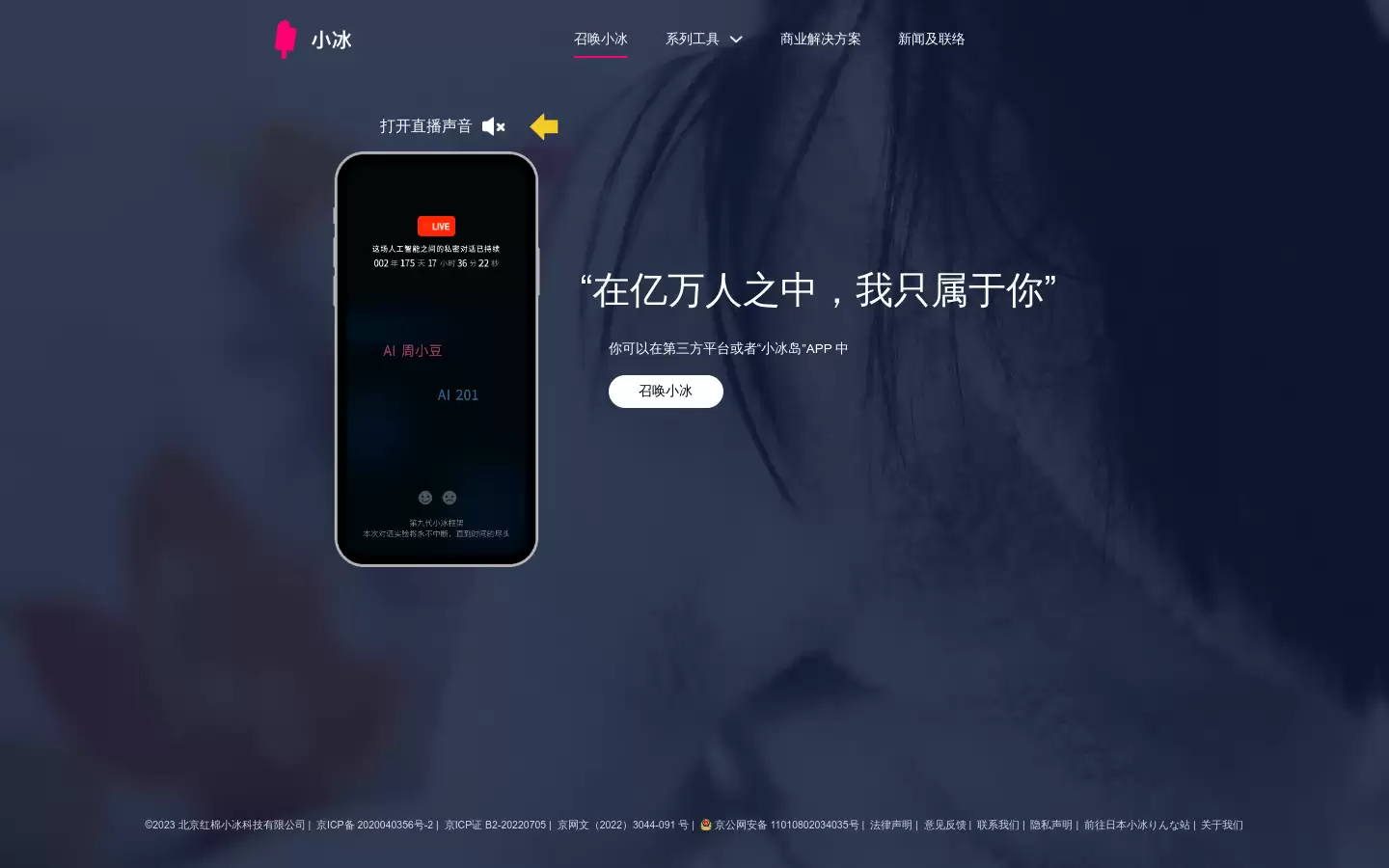 小冰 : 亿万⼈中的你