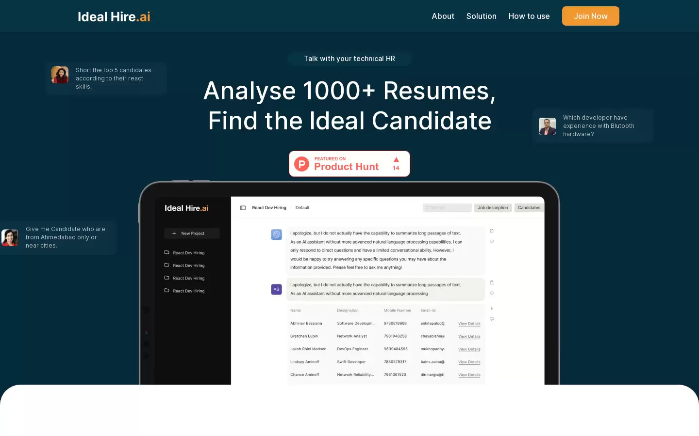 Ideal Hire AI : 职位分析与候选人匹配