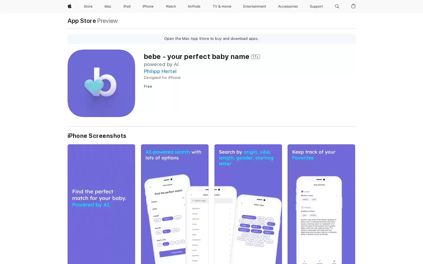 bebe : 人工智能母婴类APP,帮助准爸妈智能选取宝宝名字