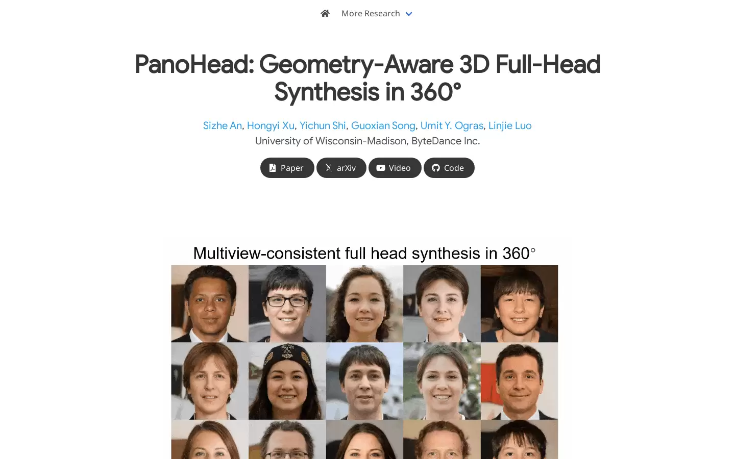 PanoHead : 360°几何感知3D全头合成