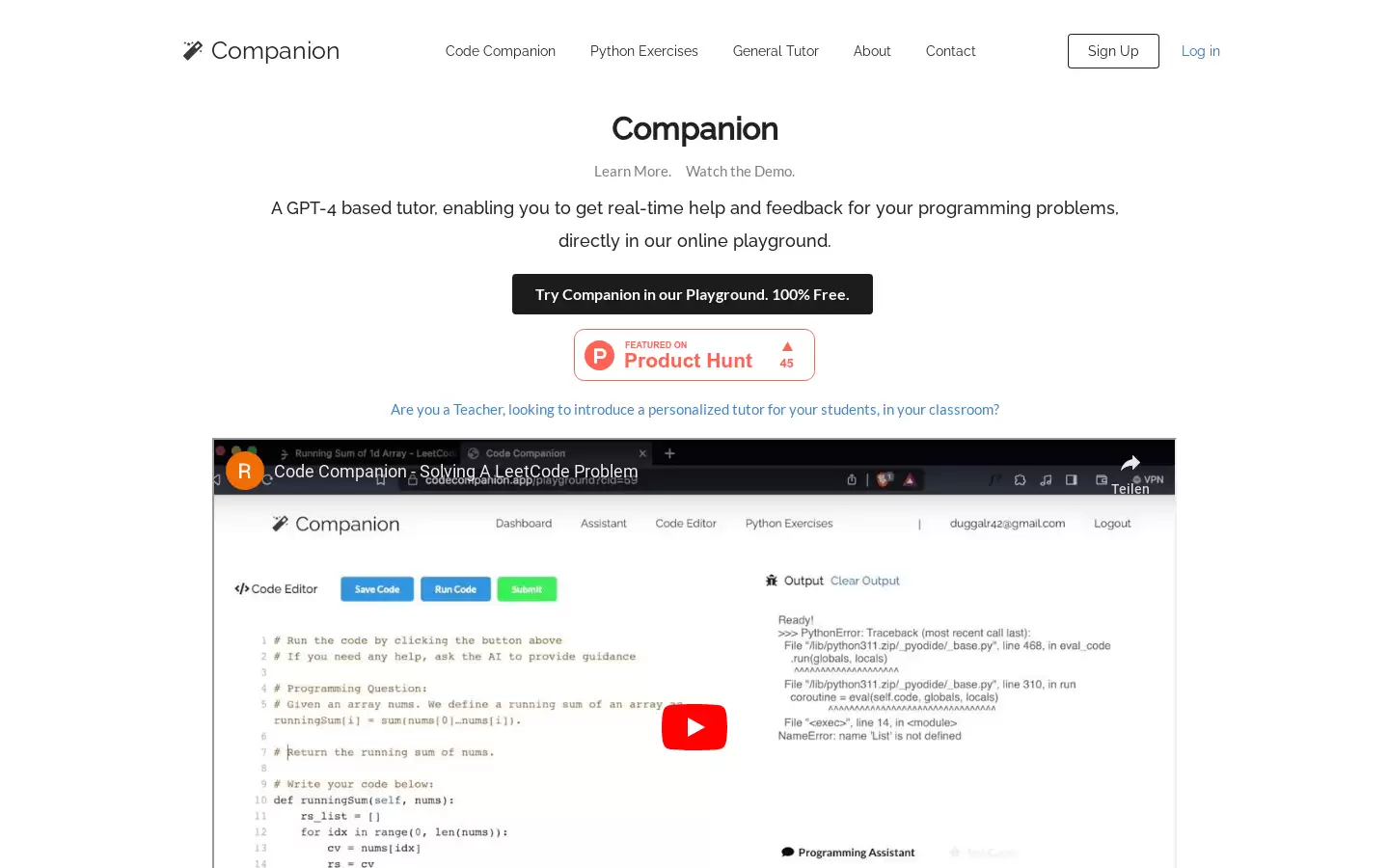 Code Companion : 编程问题实时辅助