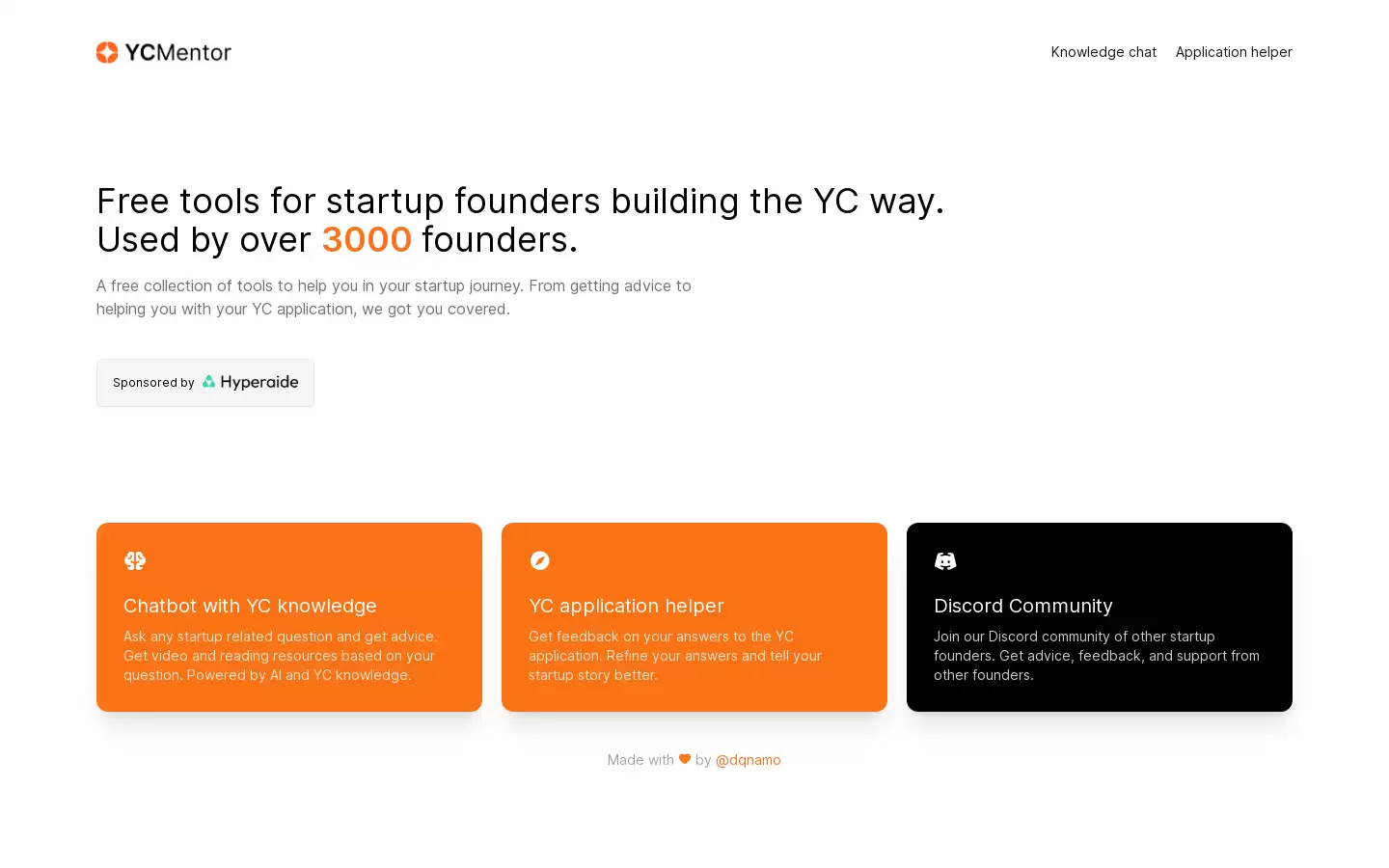 Ycmentor : 面向创业者提供免费工具
