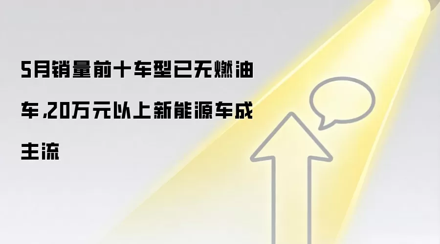 5月销量前十车型已无燃油车,20万元以上新能源车成主流