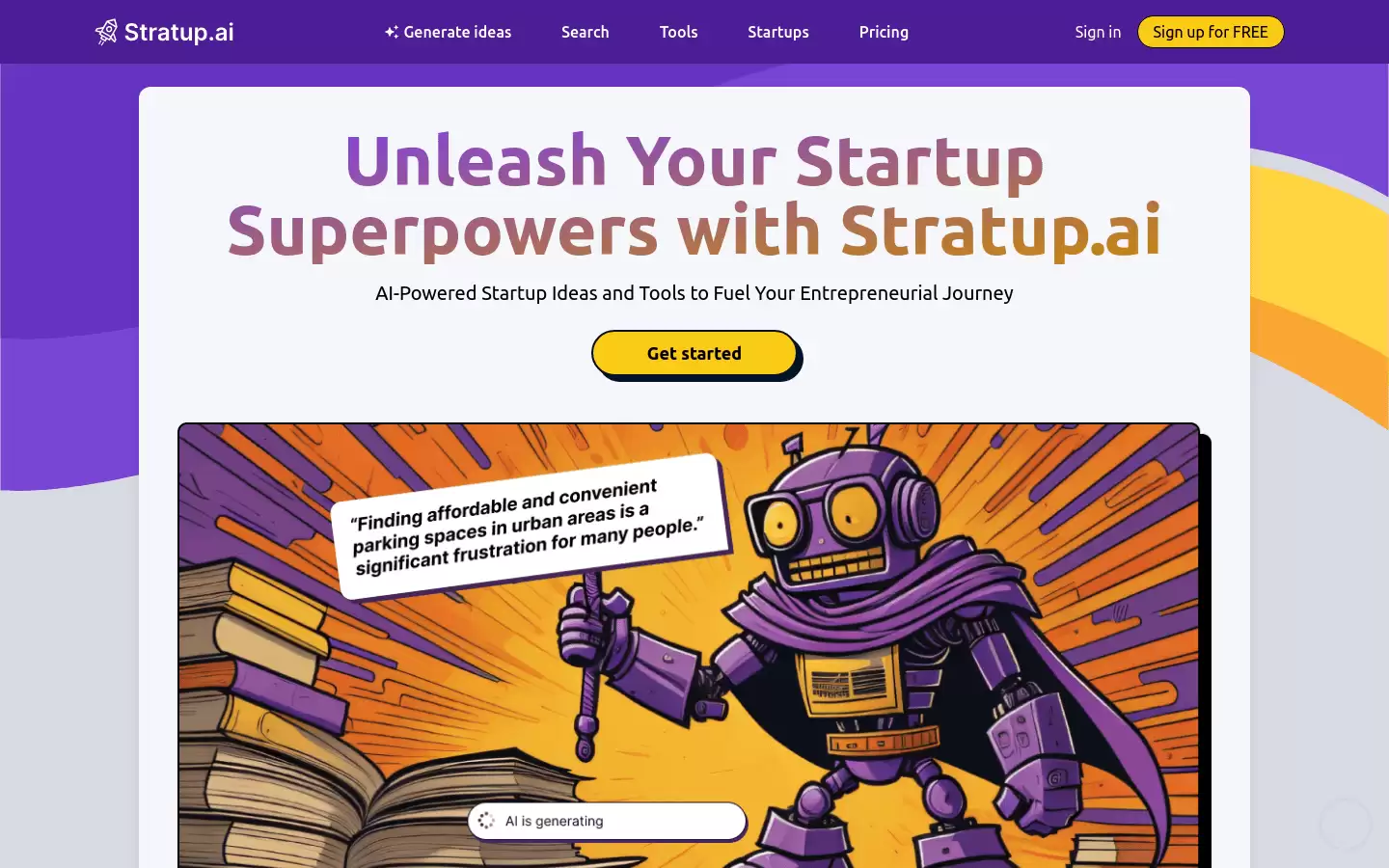 Stratup.ai : 基于人工智能的创业点子和工具
