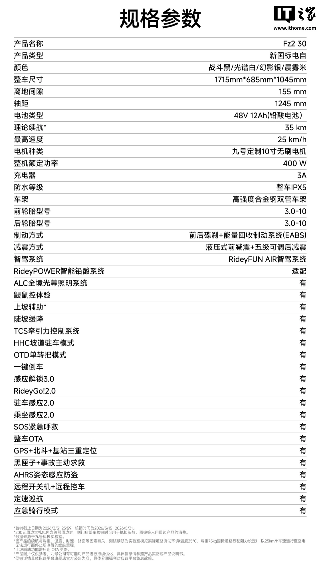 九号 Fz2 30 新国标电动车发布:理论续航 35km,首发价 3499 元起