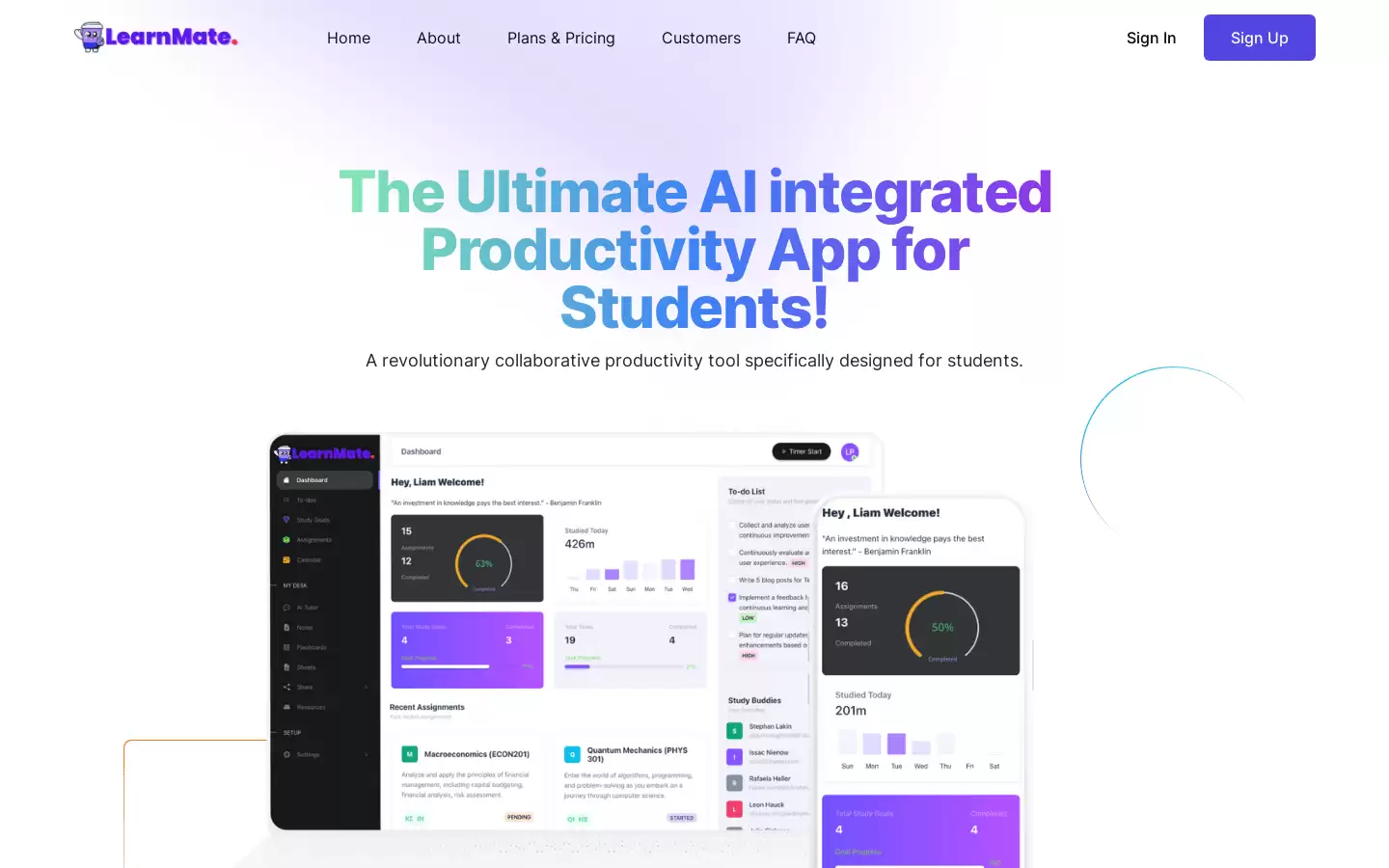 learnmate.app : 最终的AI集成学生生产力应用程序！