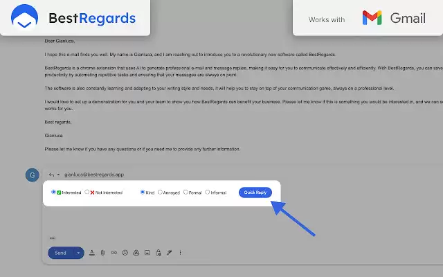 BestRegards - AI reply generator : 用AI回复您的邮件和消息
