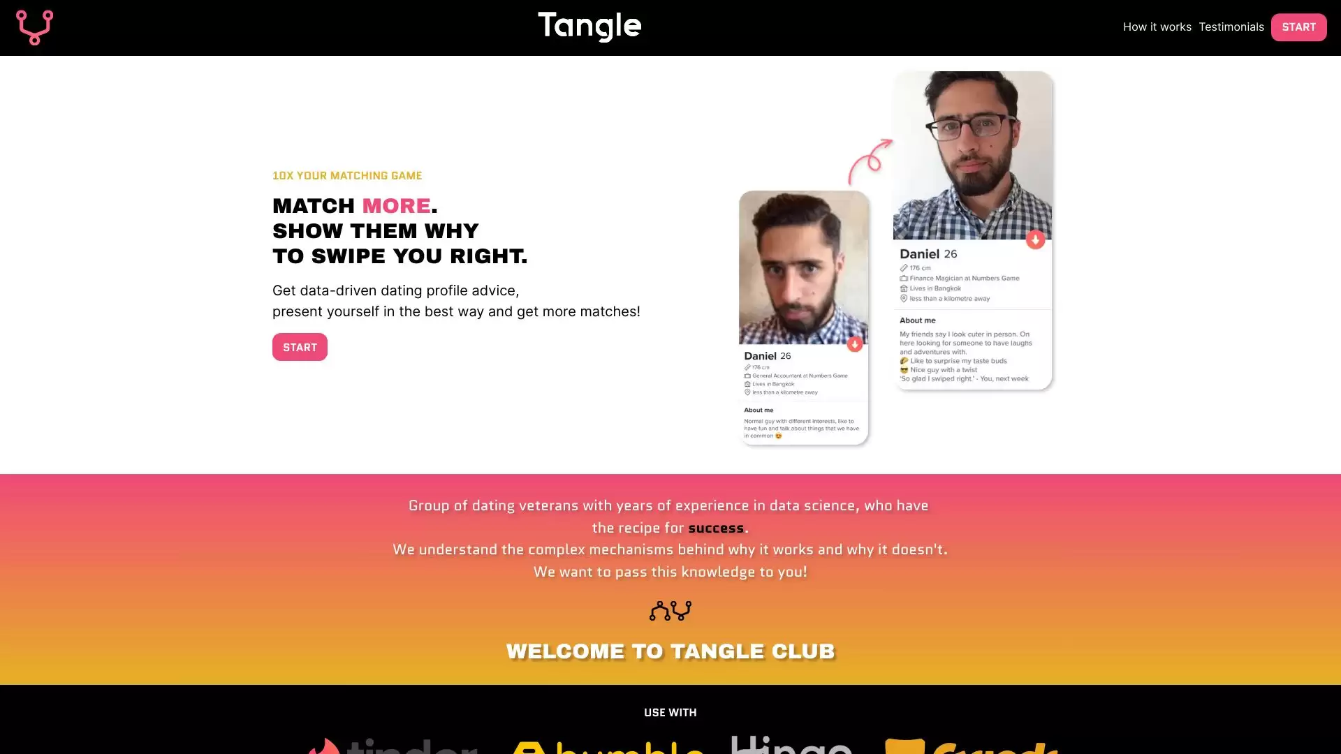 Tangle Club : Tangle Club - 约会工具，通过数据驱动洞察优化你的约会资料，获得更多匹配