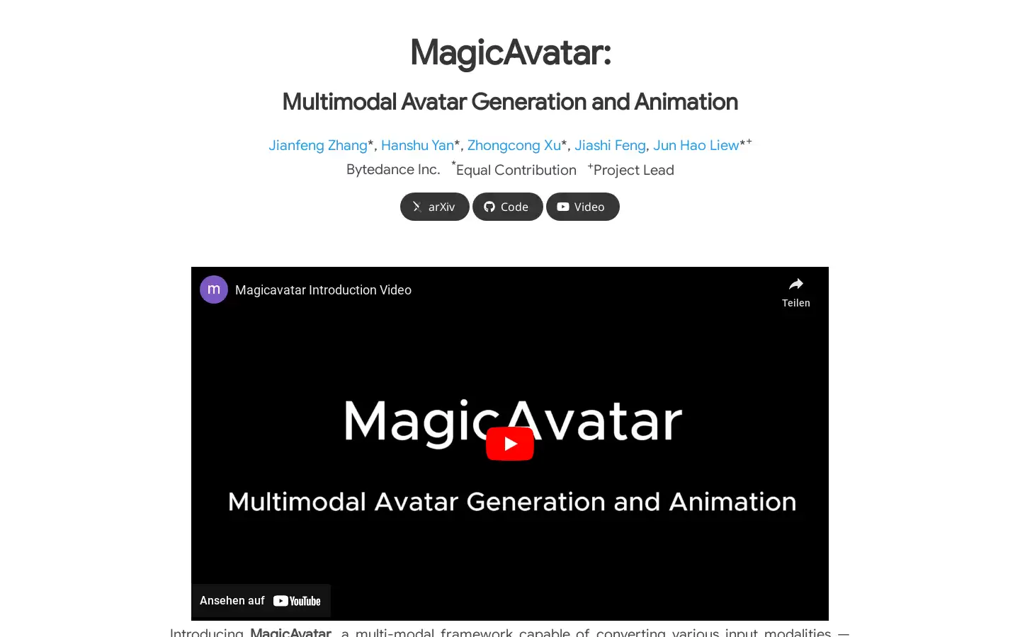 MagicA vatar : 多模态头像生成和动画