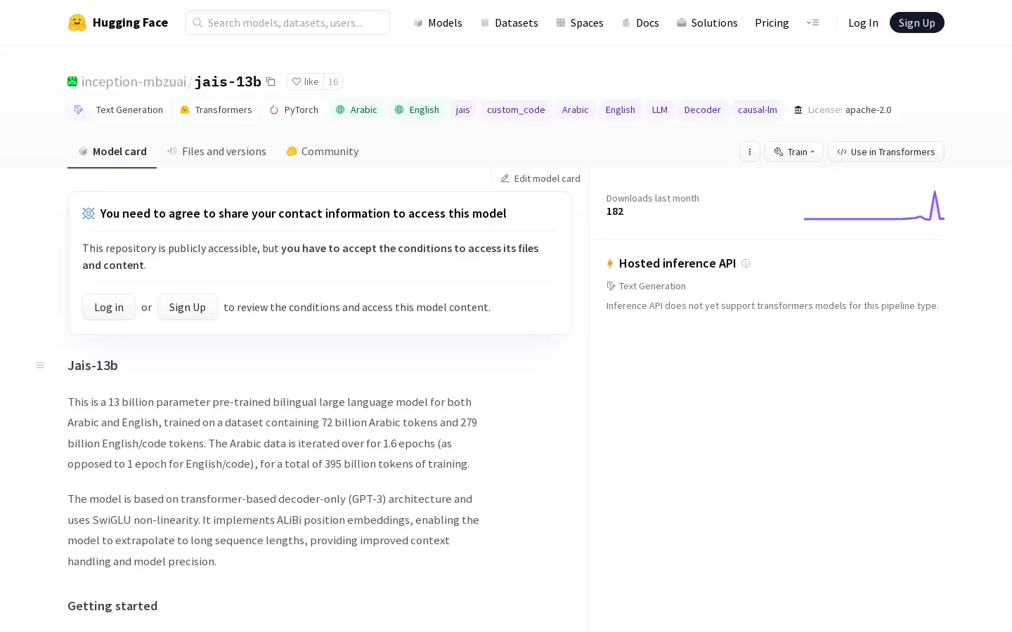 Jais : 13B参数阿拉伯语英语同构模型