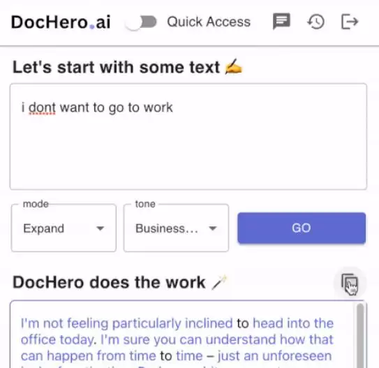 DocHero: Your AI Writing Companion : 一键提升您的写作水平，为任何受众定制语气
