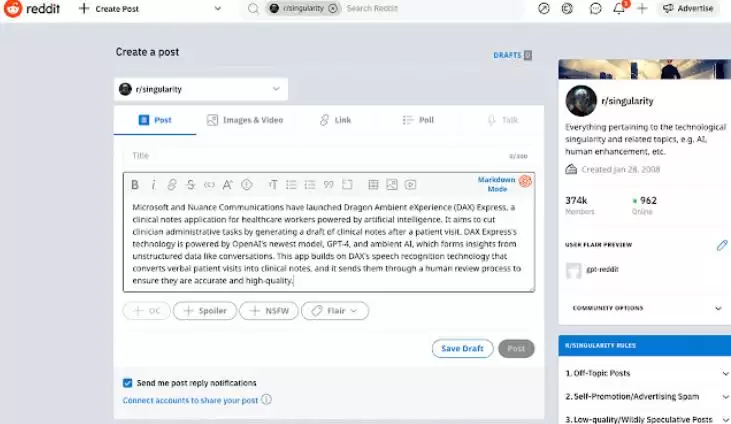 GPT for Reddit : 使用AI生成的内容为Reddit提速。