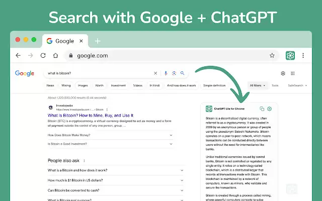 GPT Search - Search Engine Featuring ChatGPT : 搜索引擎聊天助手，将ChatGPT的回答整合到搜索结果中！