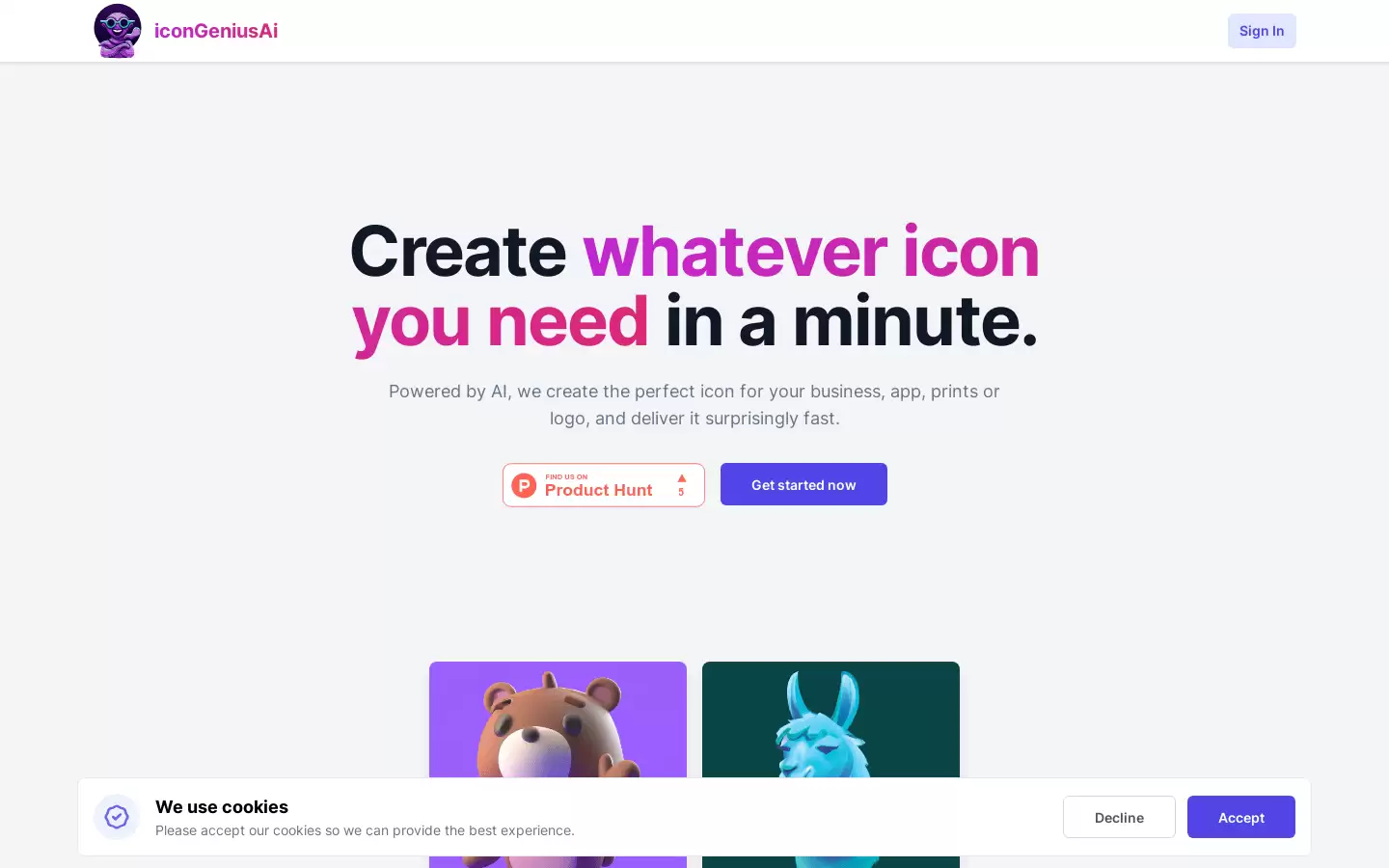iconGeniusAi : 一分钟内创建您需要的任何图标