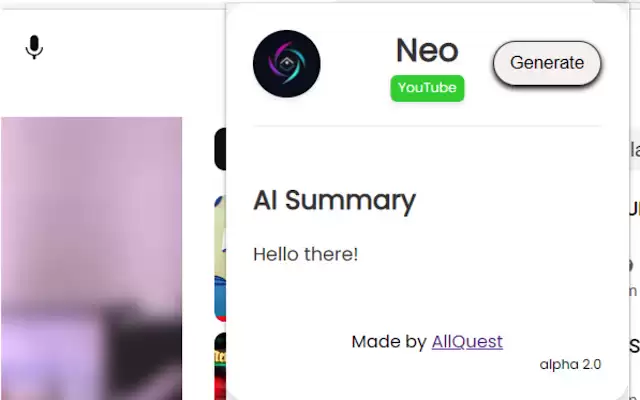 Neo - GPT Youtube Summary : 一个使用GPT的轻量级YouTube摘要工具