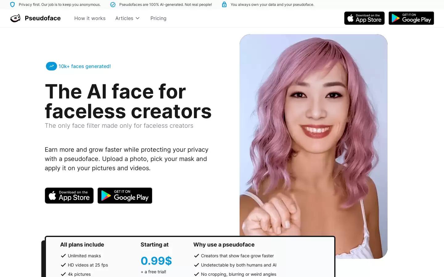 Pseudoface : 隐私第一，AI生成的面具