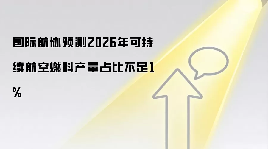 国际航协预测2026年可持续航空燃料产量占比不足1%