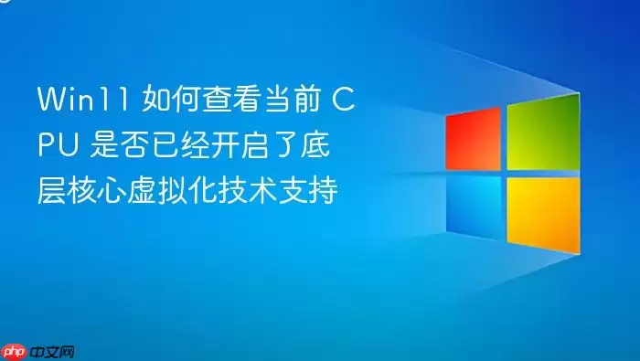 Win11 如何查看当前 CPU 是否已经开启了底层核心虚拟化技术支持