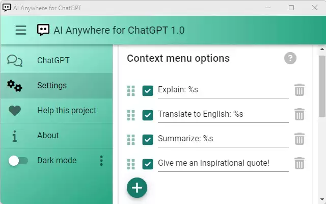 AI Anywhere for ChatGPT : ChatGPT增强工具-添加上下文菜单、键盘快捷键、历史记录等