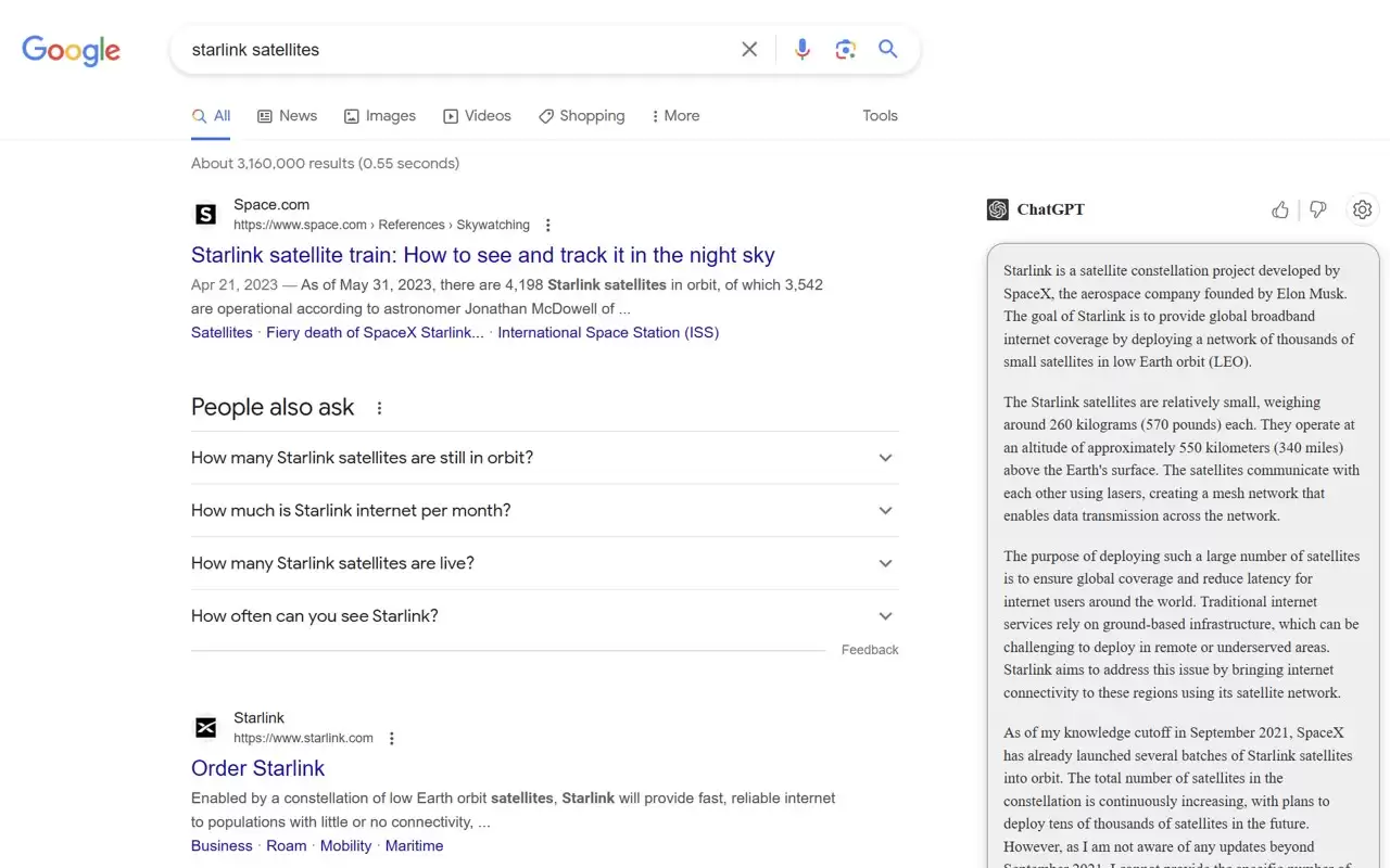 AI Search with ChatGPT : AI增强搜索，展示ChatGPT的回答