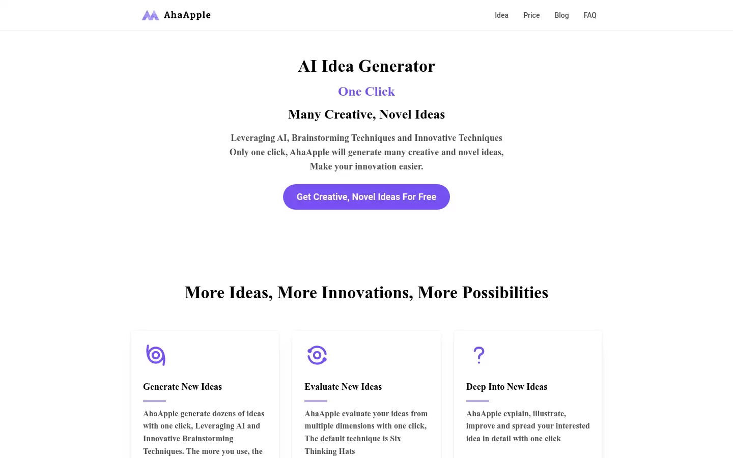 AhaApple : AI创意生成器，一键生成多个创意