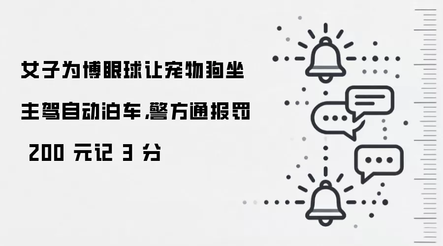 女子为博眼球让宠物狗坐主驾自动泊车,警方通报罚 200 元记 3 分
