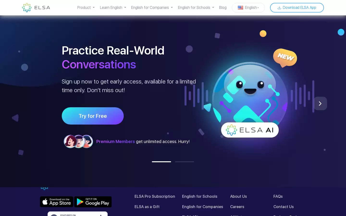 ELSA : 你的个人AI驱动的英语口语教练