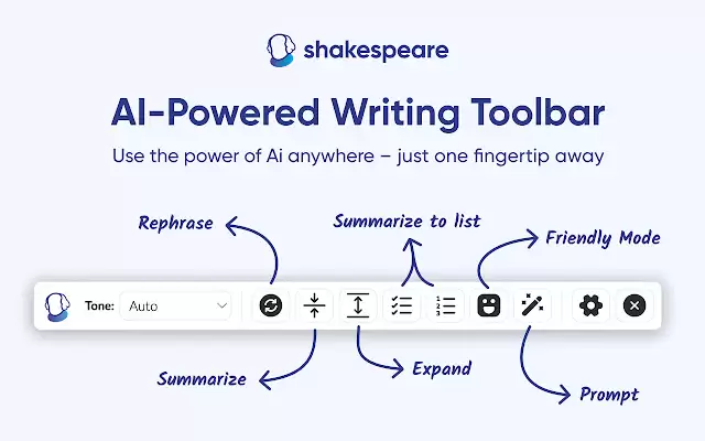 Shakespeare AI Toolbar : 一体化AI工具栏，智能写作助手