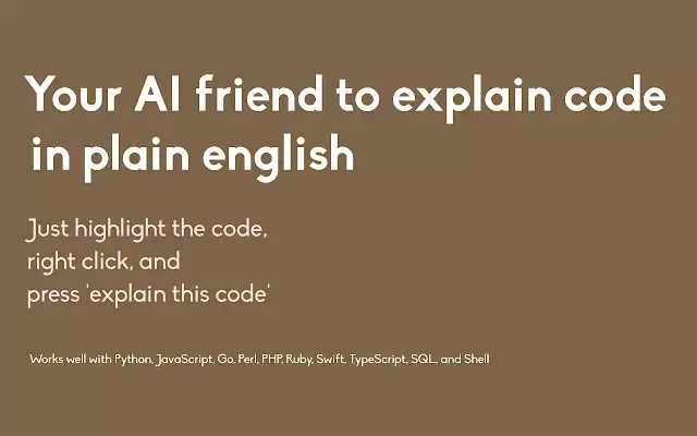 Codexplainer AI (beta) : 代码解释器 AI，将代码解释成简洁易懂的英文