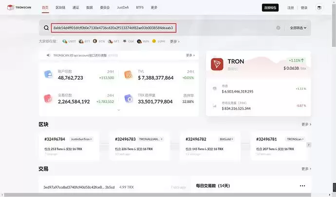 手把手教你如何用Tronscan 区块链浏览器使用方法