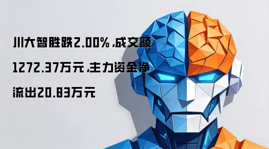川大智胜跌2.00%，成交额1272.37万元，主力资金净流出20.83万元