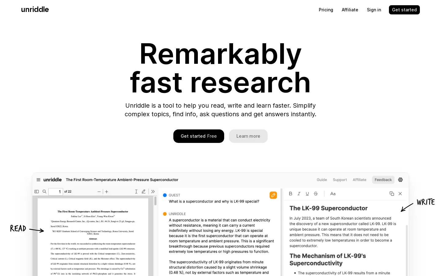 Unriddle : Simplify complex docs, ask questions and get answers instantly