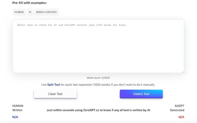 ChatGPT and AI Detector by ZeroGPT.cc : ZeroGPT.cc: 使用最佳的免费AI文本检测器，获得准确结果