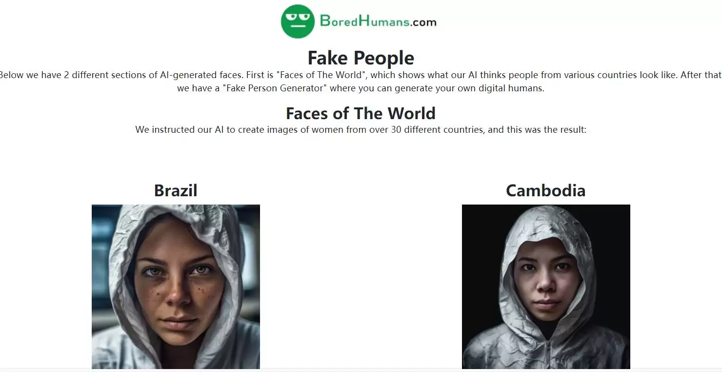 Fake People : AI 生成的面孔和数字人类。