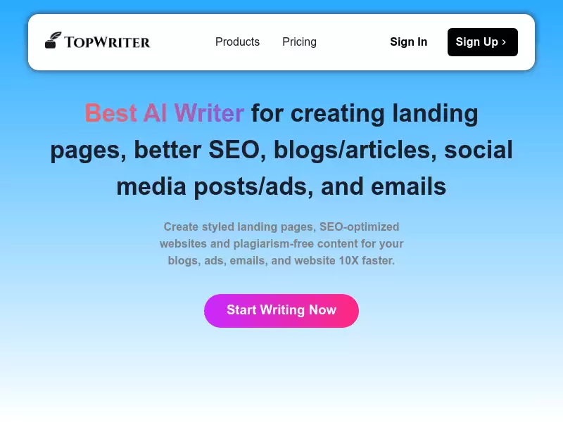 TopWriter : 解锁无与伦比的创造力，提升您的线上存在感