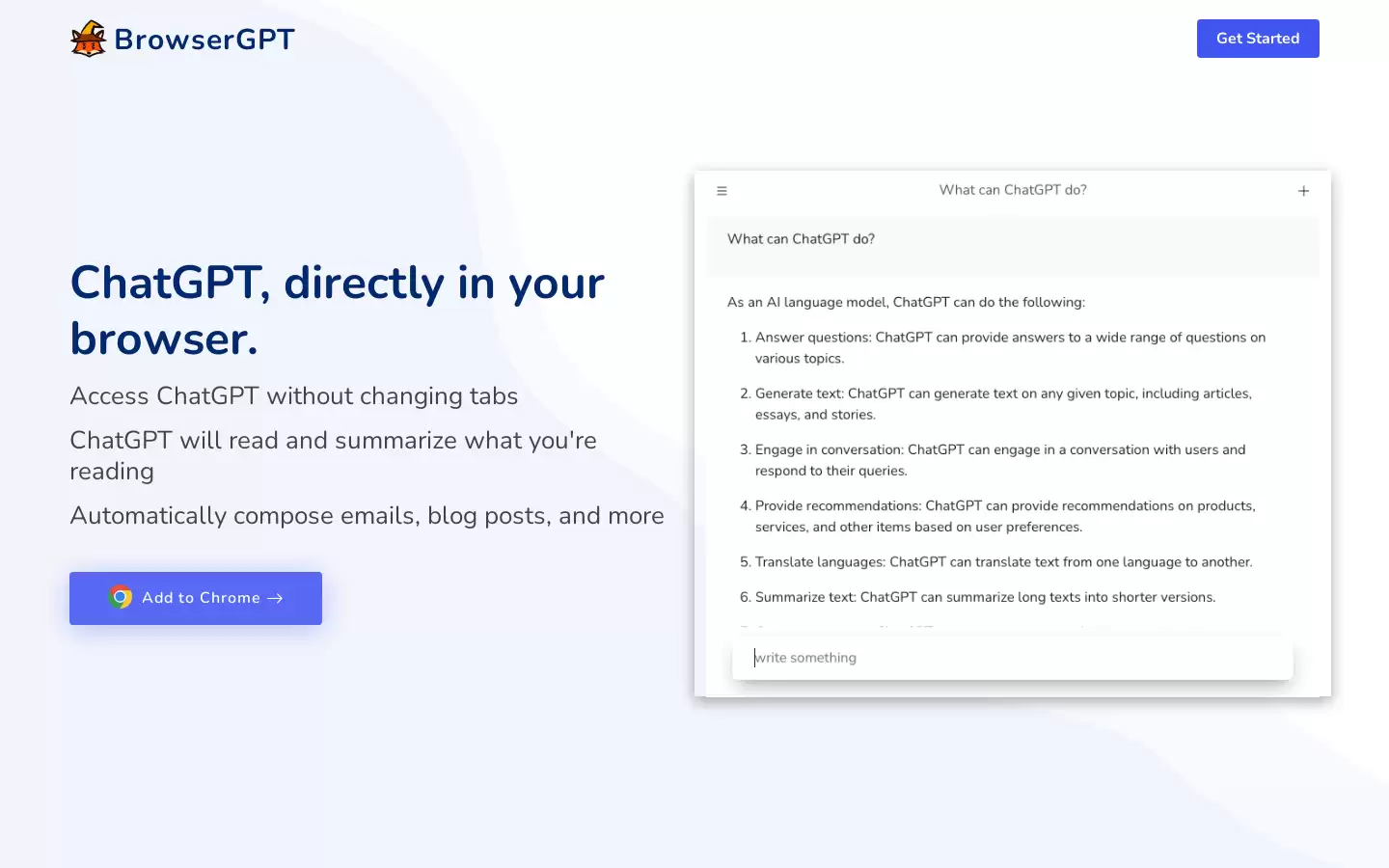 Browser GPT : 在您的浏览器中使用ChatGPT