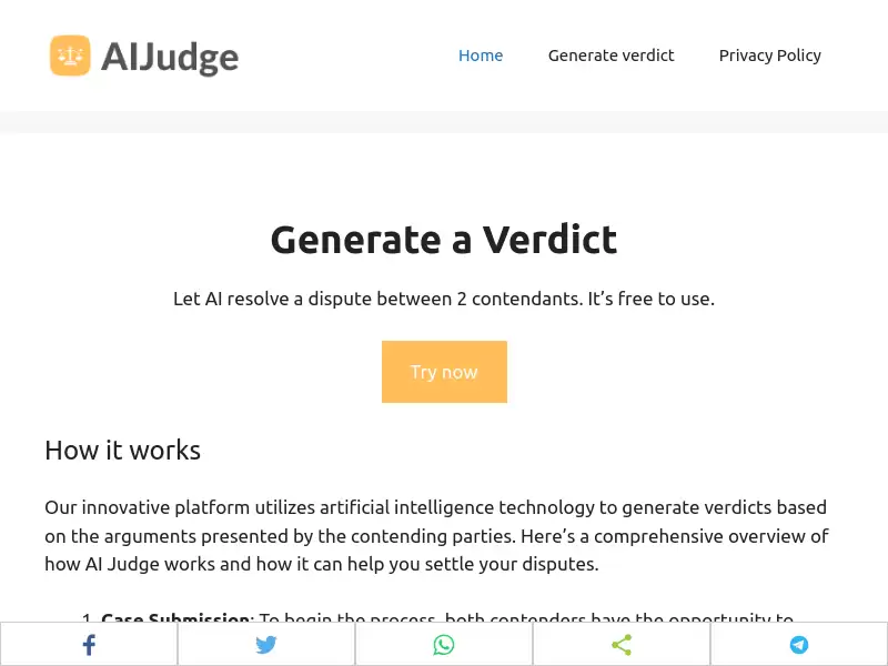 AI Judge : 在线生成裁决，解决纠纷