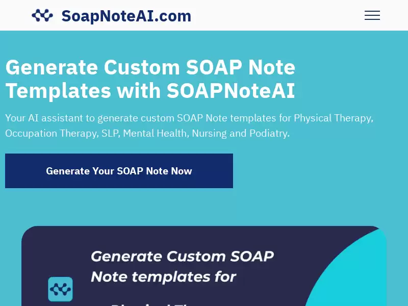 SOAP Note AI : AI助手帮助生成物理治疗、职业治疗、护理、心理健康和SLP等SOAP笔记模板