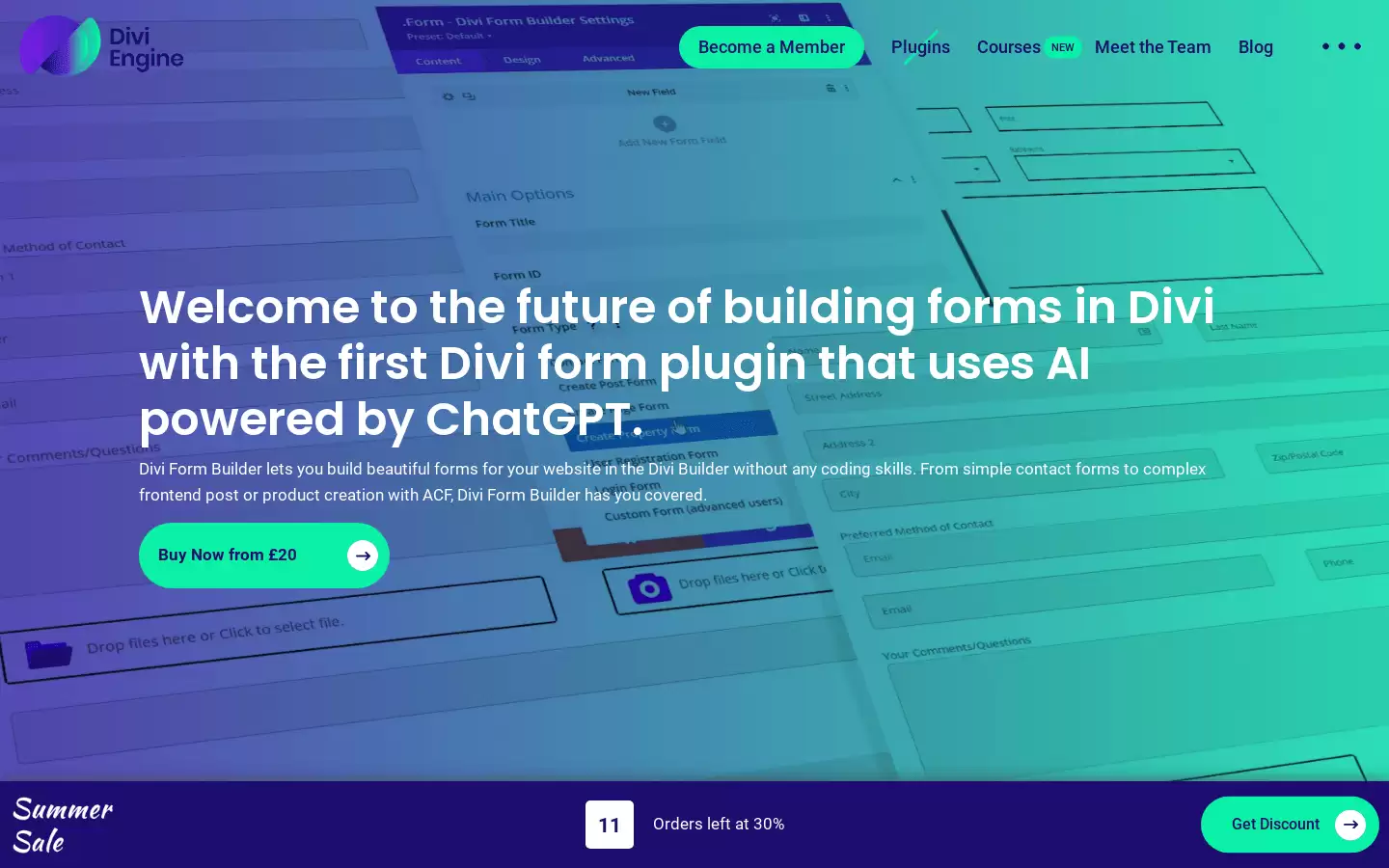 Divi Form Builder : 插件构建漂亮和复杂的表单，无需编码技能。