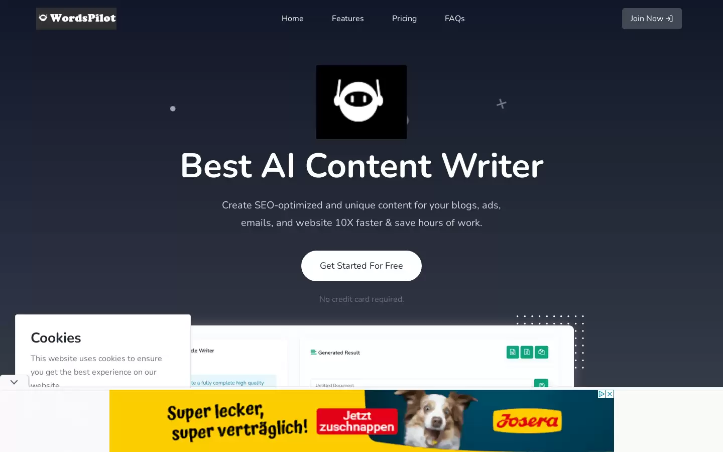 Wordspilot AI : 最佳AI内容写作工具，快速创建SEO优化和独特的博客、广告、邮件和网站内容，节省10倍的时间。