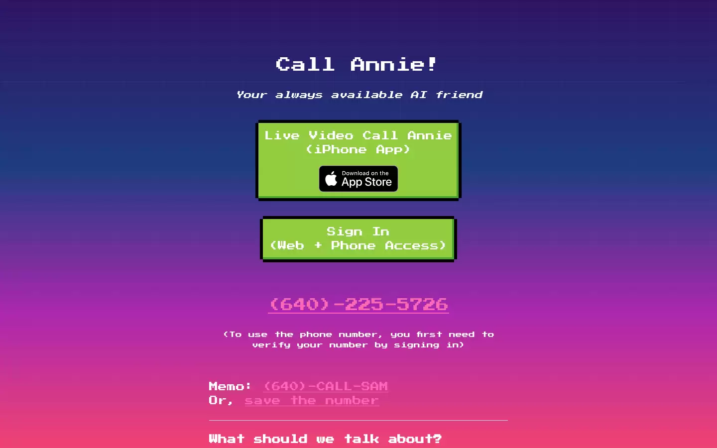 Call Annie : 视频电话AI陪伴