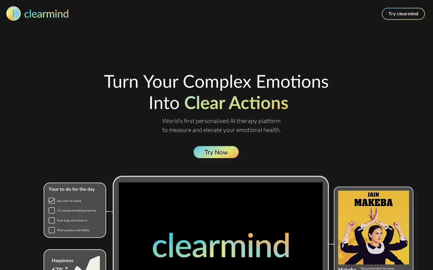 Clearmind : AI心理疗法，个性化指导，情感支持，健康生活
