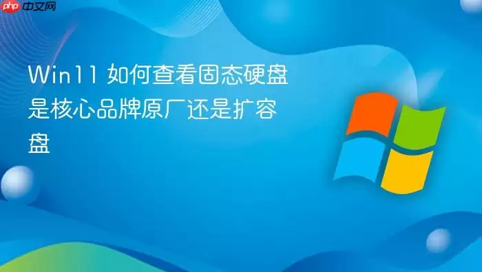 Win11 如何查看固态硬盘是核心品牌原厂还是扩容盘
