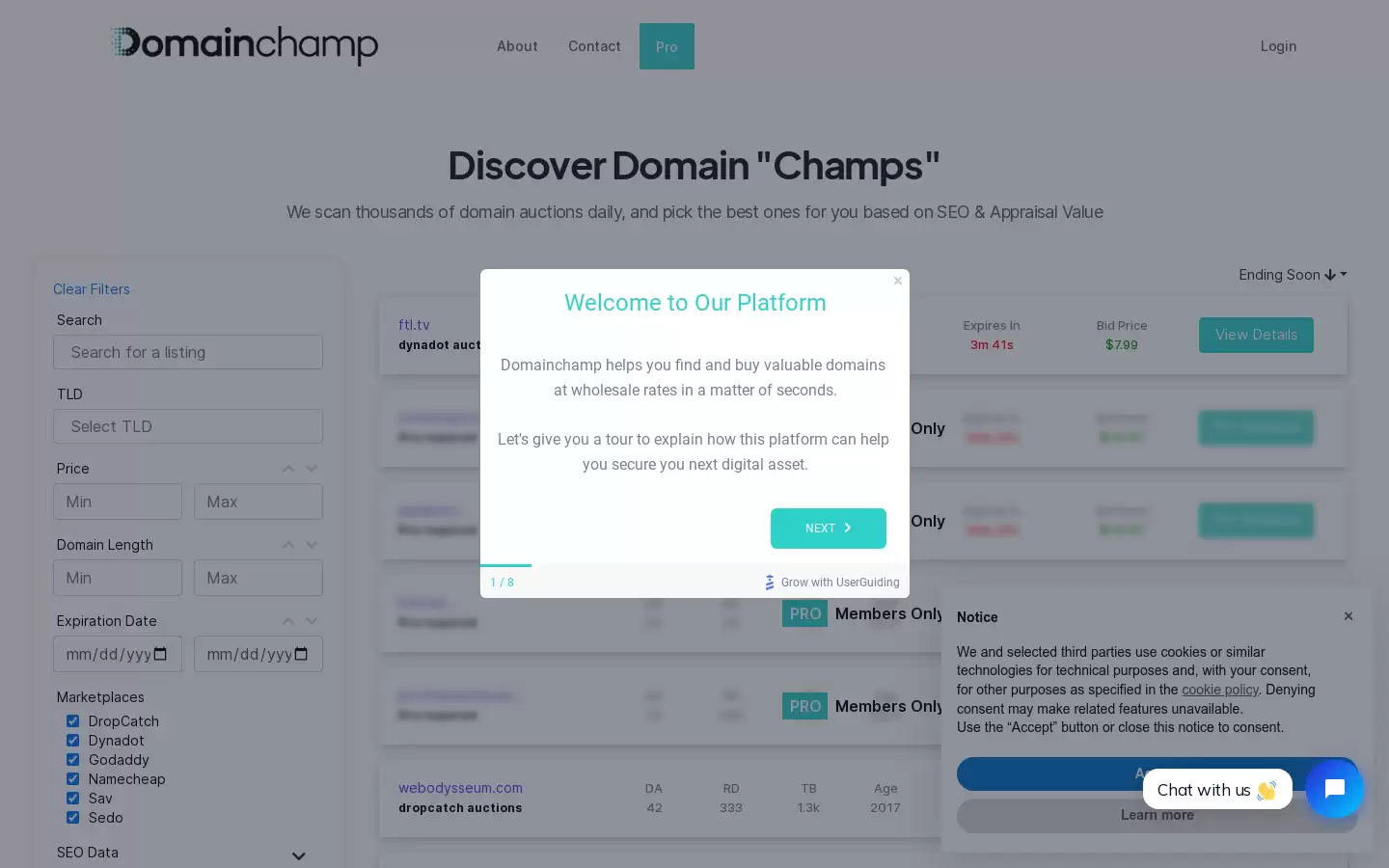 Domainchamp.com : 发现最佳即将到期的域名