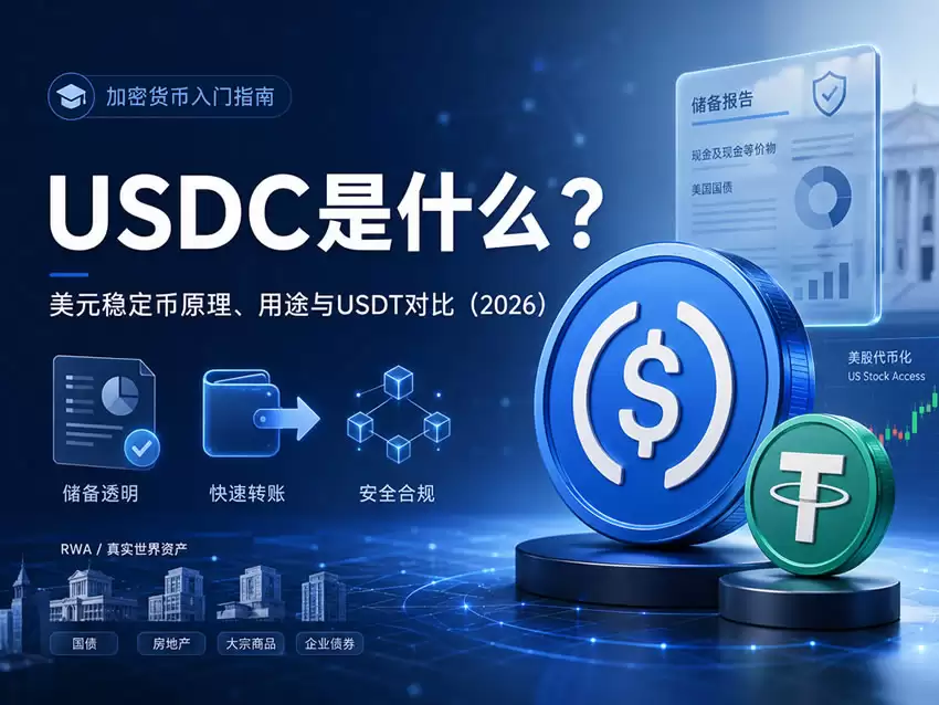 USDC是什么？美元稳定币USDC原理、用途与USDT对比(2026最新)