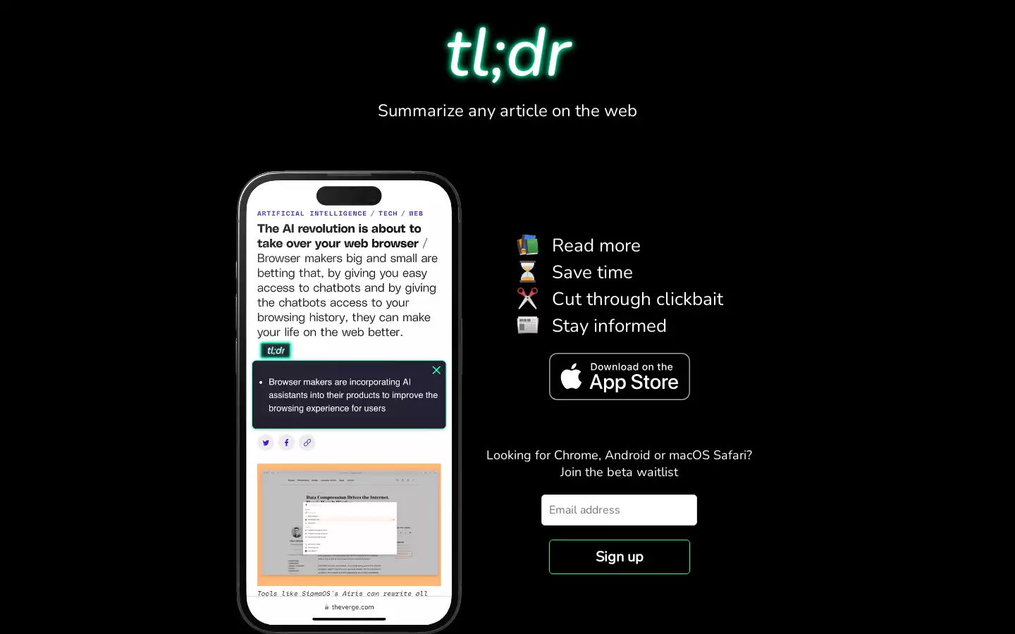 TLDR AI智能摘要工具：快速提炼网页文章，节省阅读时间