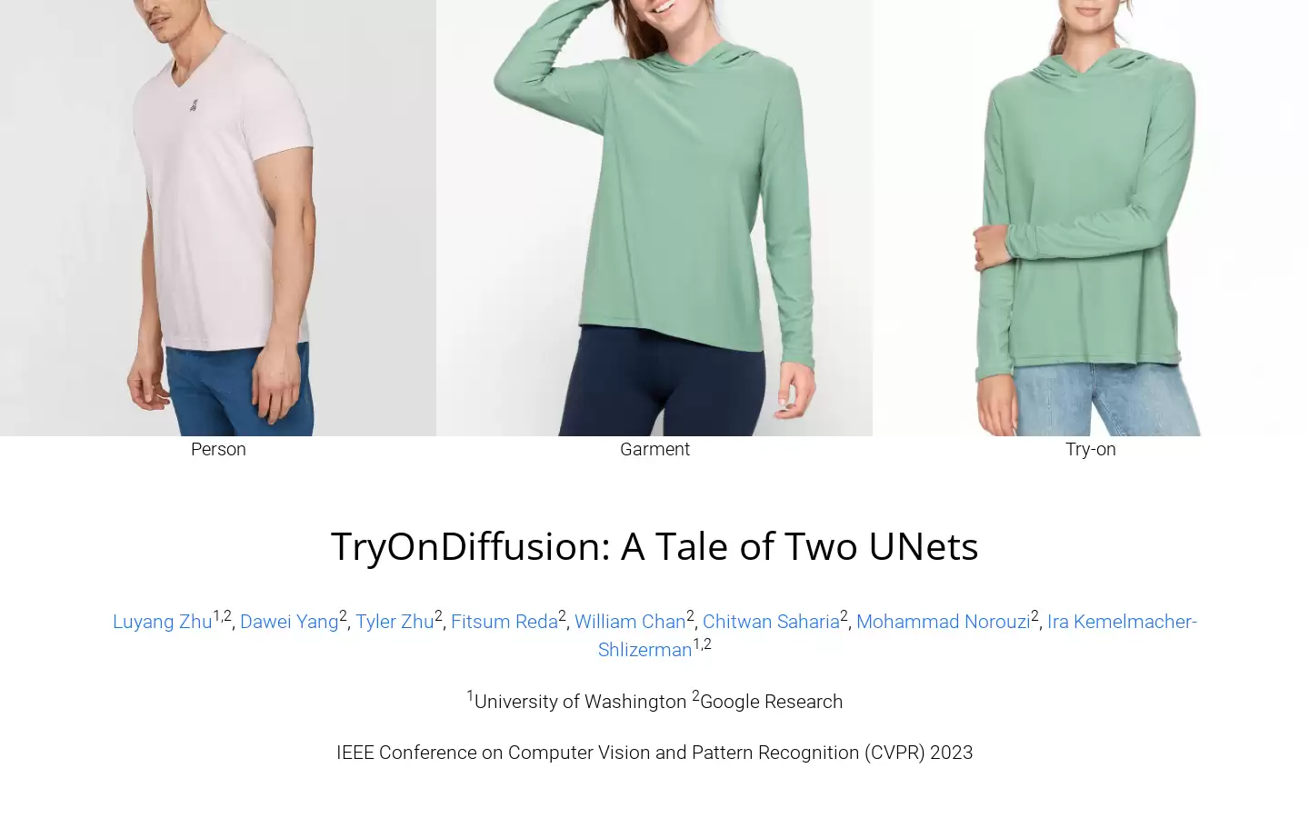 TryOnDiffusion : 虚拟试衣，生成试穿效果图