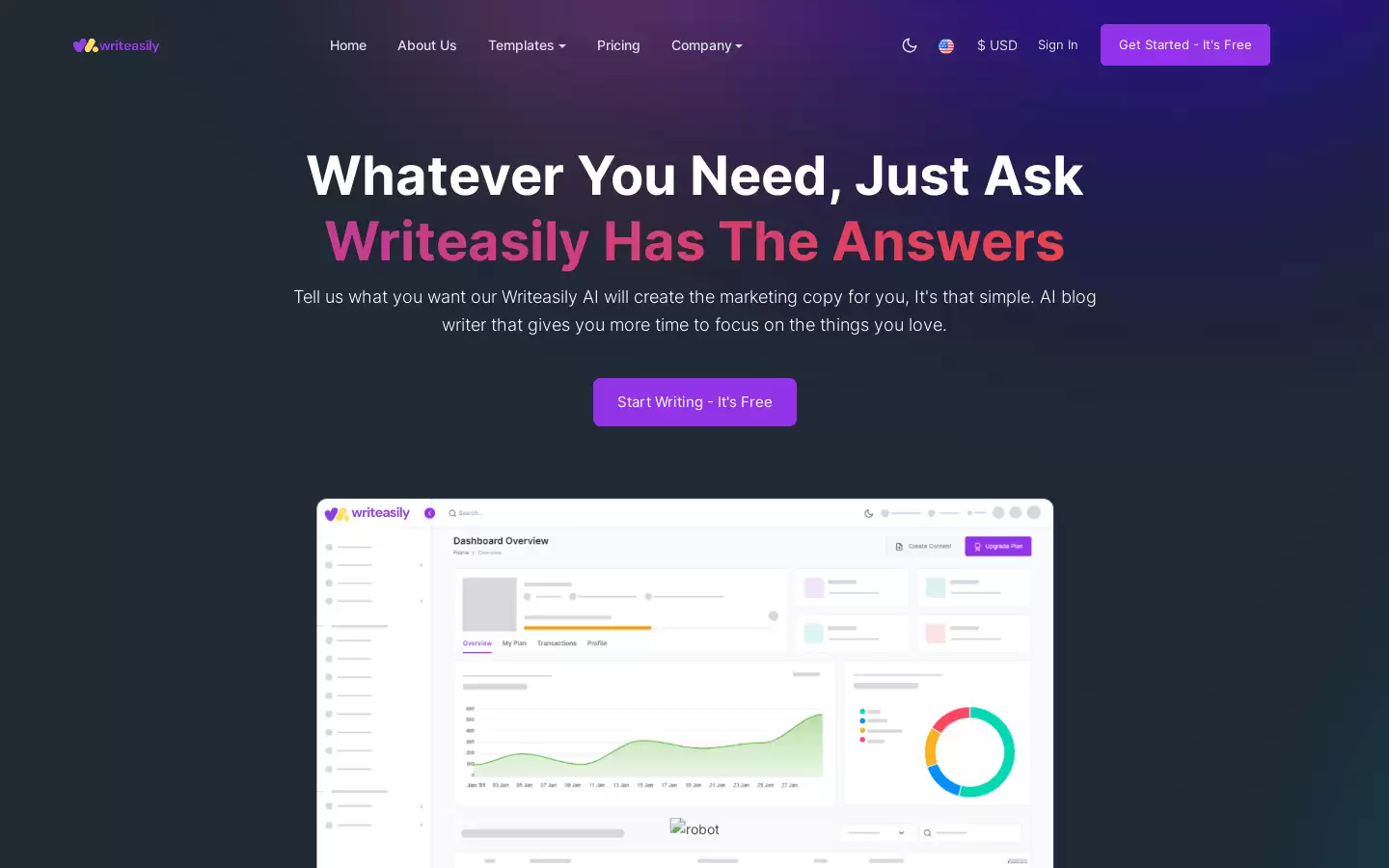 Writeasily AI : AI博客写手，让你更专注于你所热爱的事情。